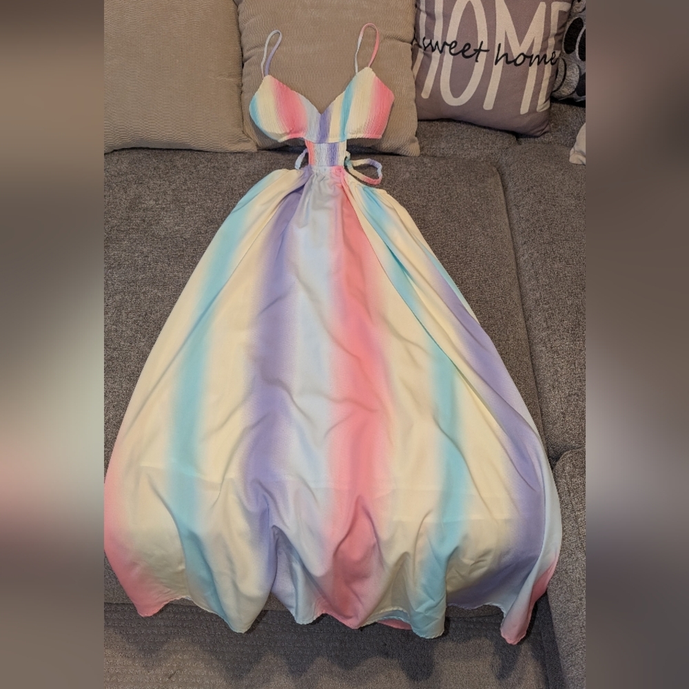 SHEIN Pastel Rainbow Maxi Dress